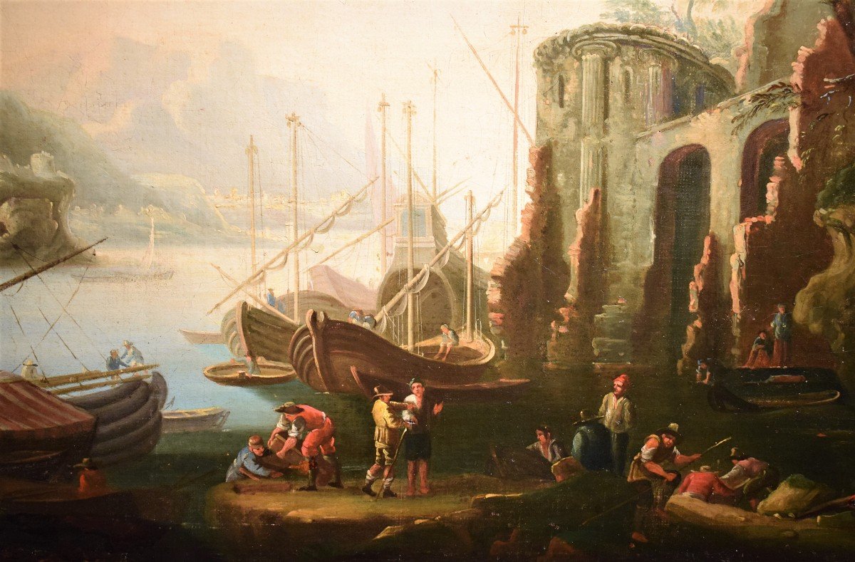 Paesaggio costiero con porto e rovine - Abraham Teerlink (1776 -1857)-photo-4