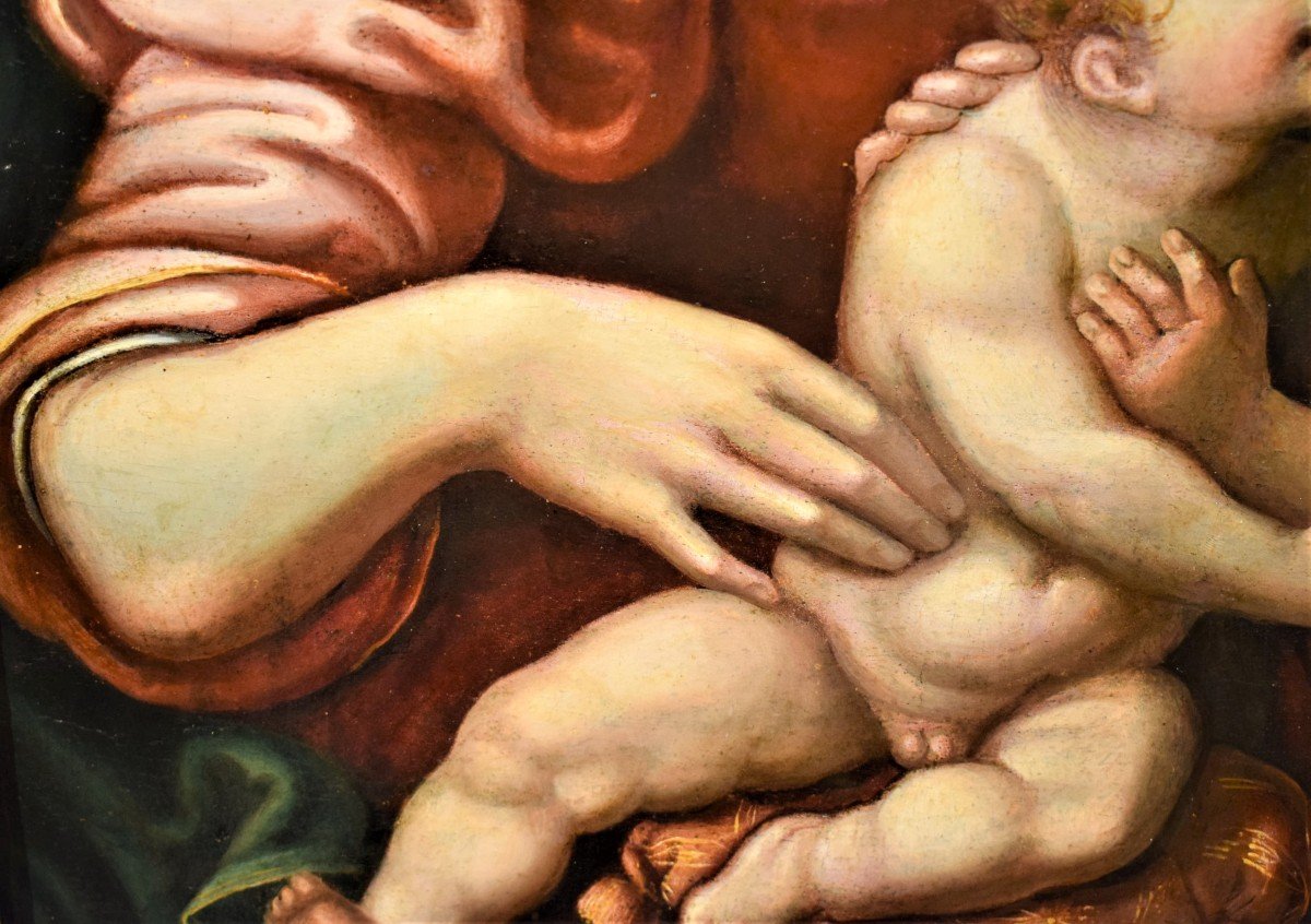 Madonna col Bambino e San Giovannino - Scuola Lombarda del '500-photo-2