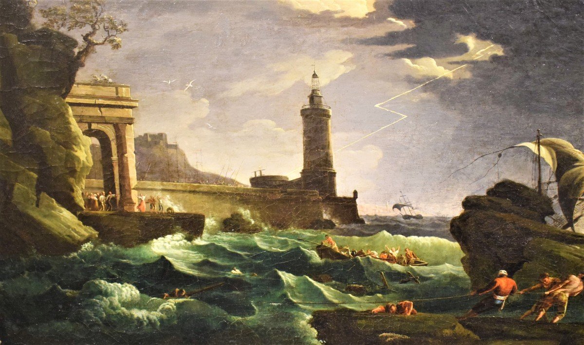 Naufragio nel porto -  Claude Joseph Vernet (Avignone 1714 - Parigi 1789)-photo-1