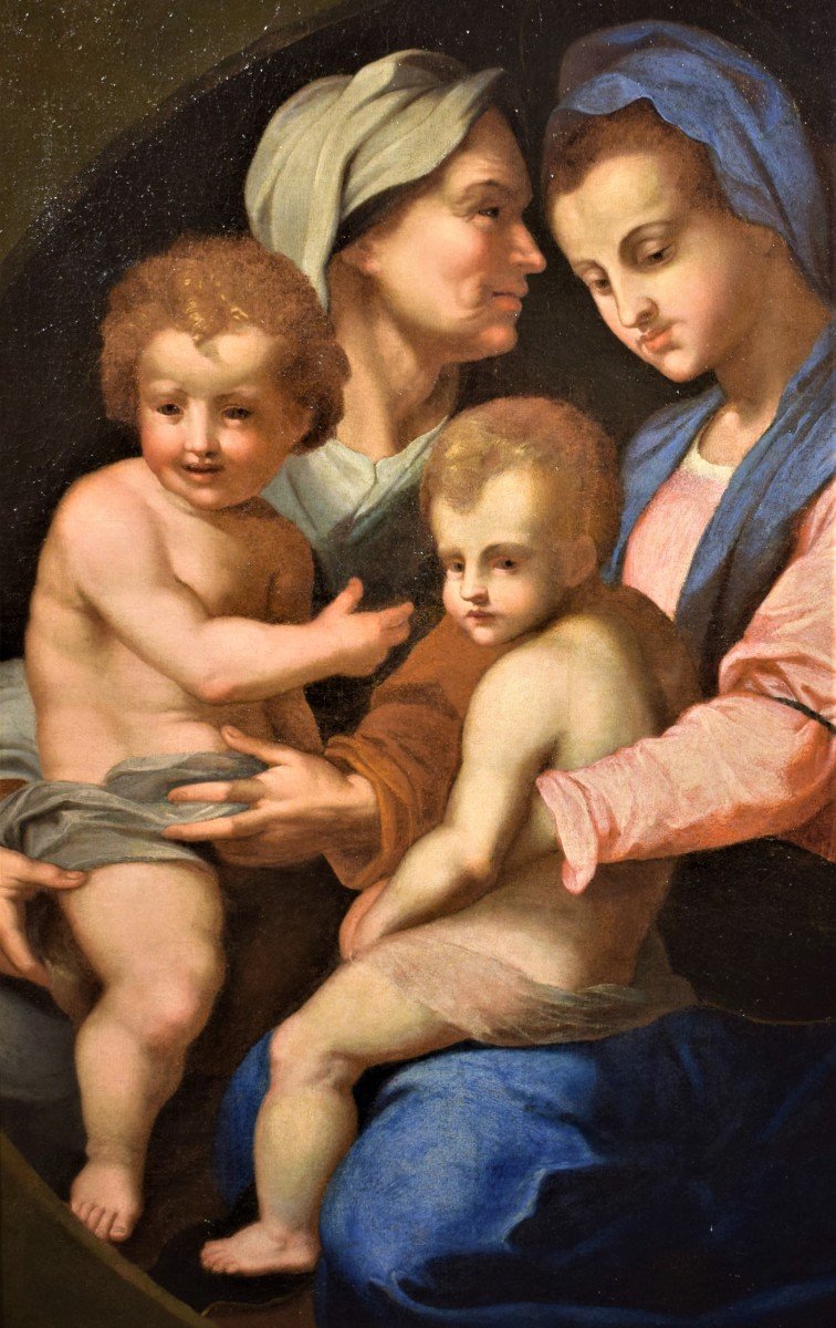 Sacra Famiglia, Santa Elisabetta e San Giovannino - Cerchia di Andrea del Sarto, Firenze '500-photo-3