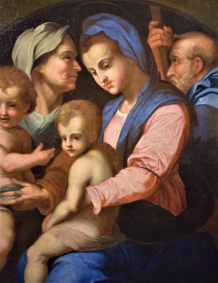 Sacra Famiglia, Santa Elisabetta e San Giovannino - Cerchia di Andrea del Sarto, Firenze '500-photo-4