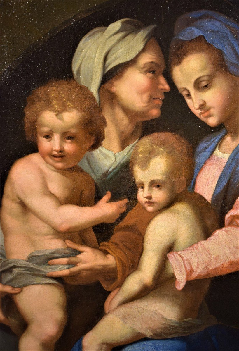 Sacra Famiglia, Santa Elisabetta e San Giovannino - Cerchia di Andrea del Sarto, Firenze '500-photo-1