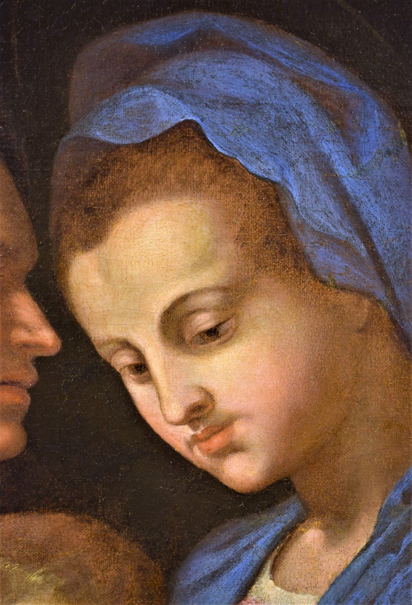 Sacra Famiglia, Santa Elisabetta e San Giovannino - Cerchia di Andrea del Sarto, Firenze '500-photo-6