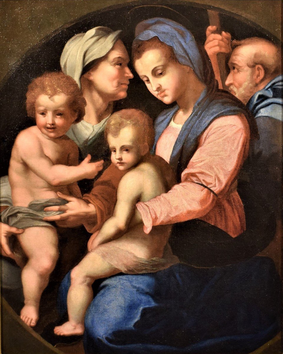 Sacra Famiglia, Santa Elisabetta e San Giovannino - Cerchia di Andrea del Sarto, Firenze '500