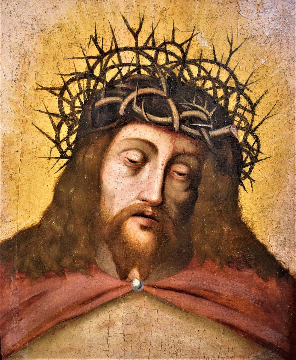 Ecce Homo -  Maestro Fiammingo  - olio su tavola  XVI° secolo-photo-2