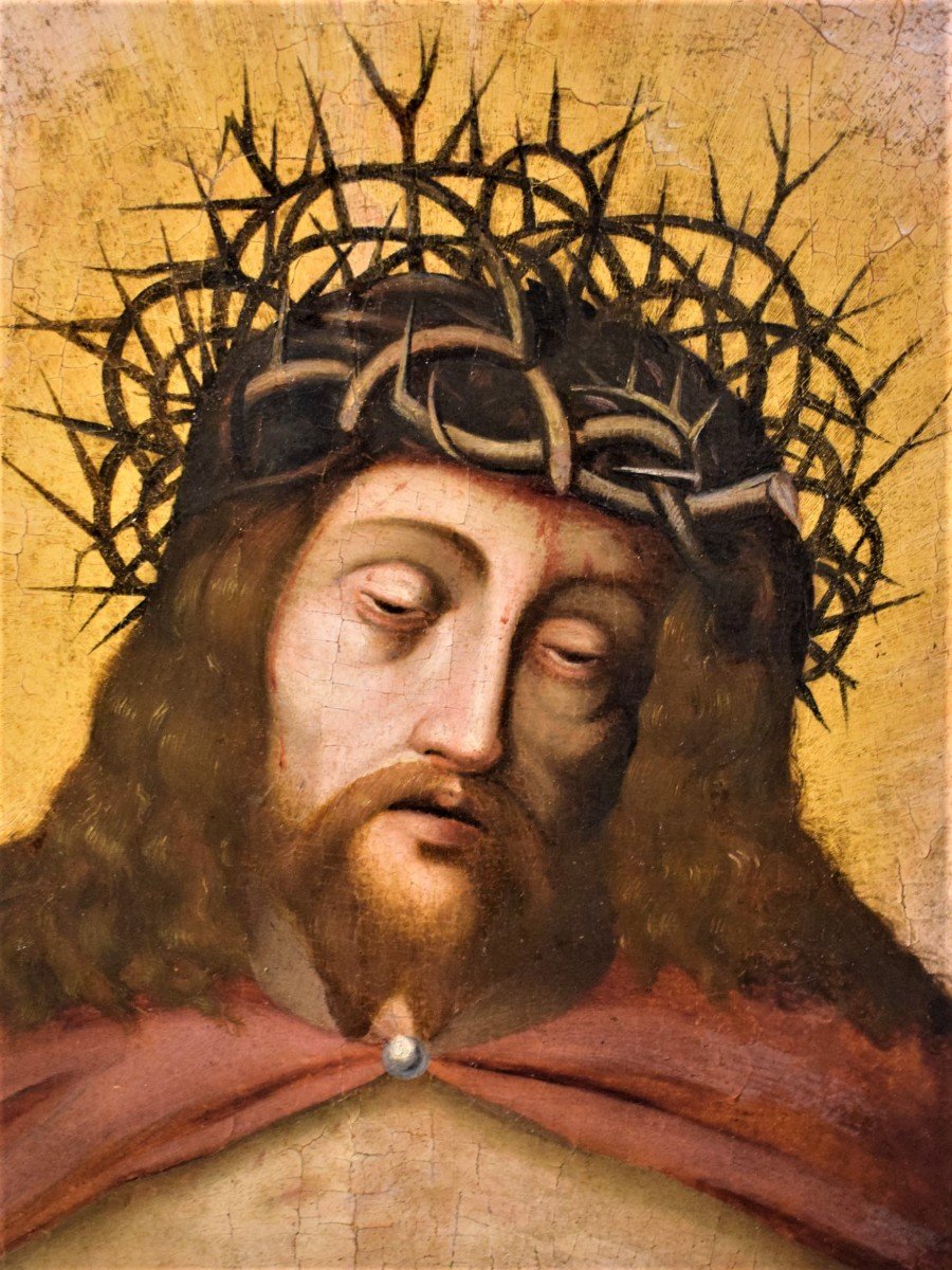 Ecce Homo -  Maestro Fiammingo  - olio su tavola  XVI° secolo-photo-3