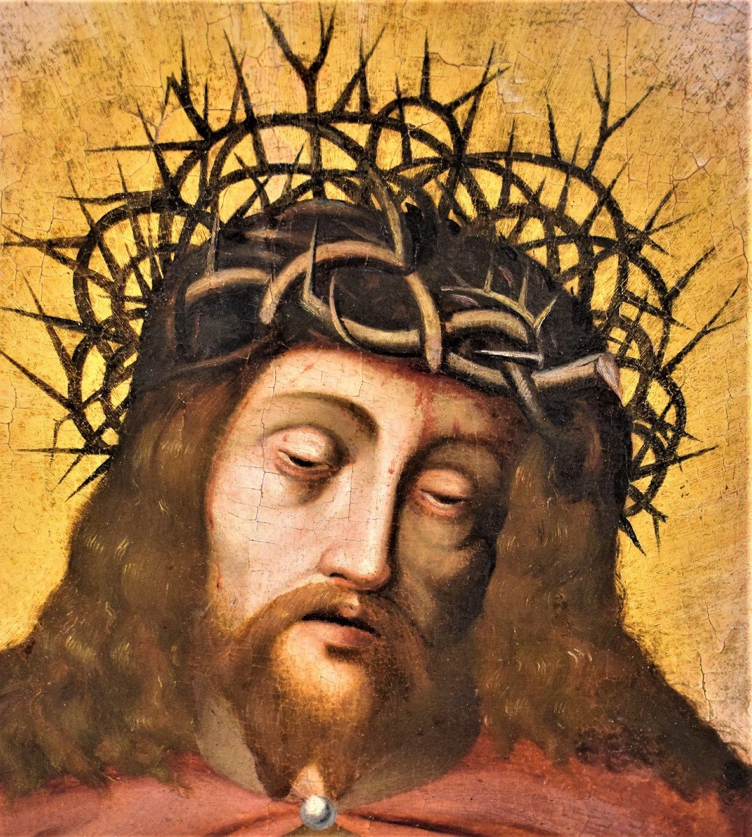 Ecce Homo -  Maestro Fiammingo  - olio su tavola  XVI° secolo-photo-4