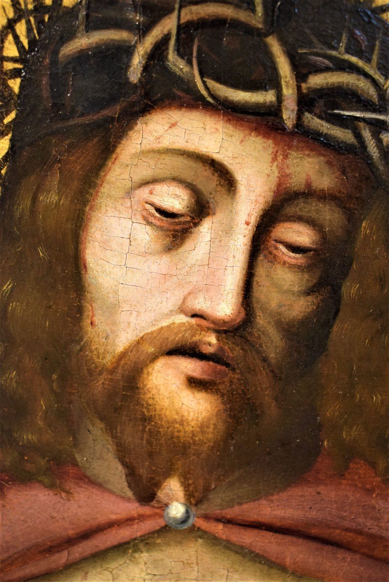 Ecce Homo -  Maestro Fiammingo  - olio su tavola  XVI° secolo-photo-2