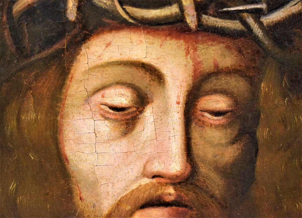 Ecce Homo -  Maestro Fiammingo  - olio su tavola  XVI° secolo-photo-3