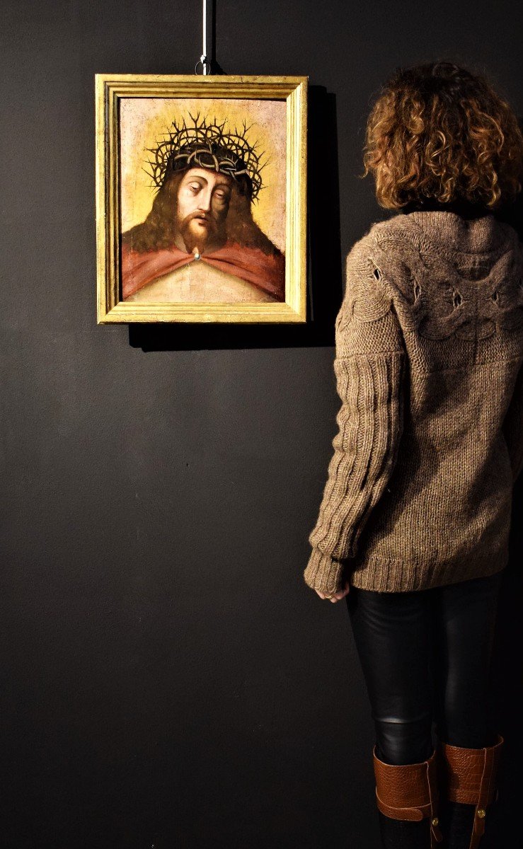 Ecce Homo -  Maestro Fiammingo  - olio su tavola  XVI° secolo-photo-8