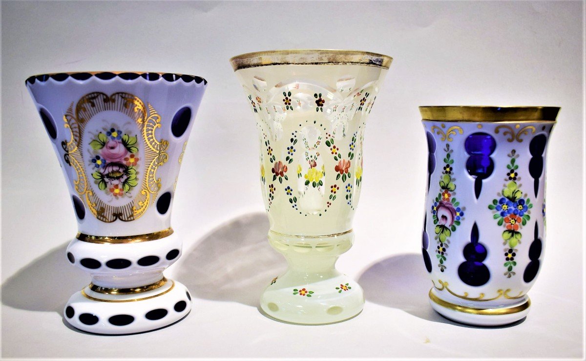 Collezione di calici e bicchieri biedermeier in vetro molato - Boemia '800/'900-photo-5