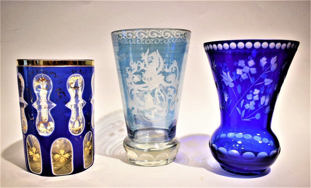 Collezione di calici e bicchieri biedermeier in vetro molato - Boemia '800/'900-photo-7