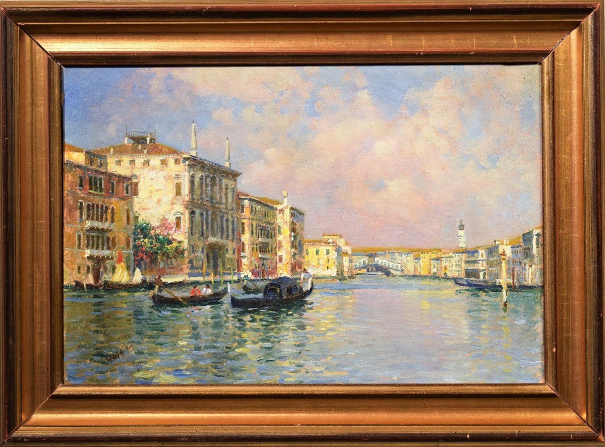 Venezia, Canal Grande e Ponte di Rialto Luigi Lanza (Venezia 1860-1913)-photo-2
