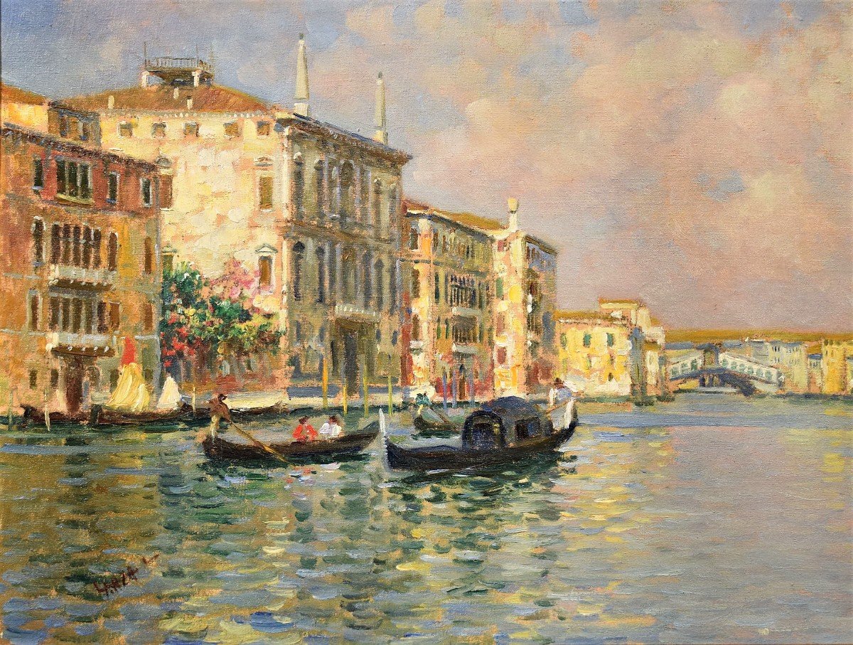 Venezia, Canal Grande e Ponte di Rialto Luigi Lanza (Venezia 1860-1913)-photo-3