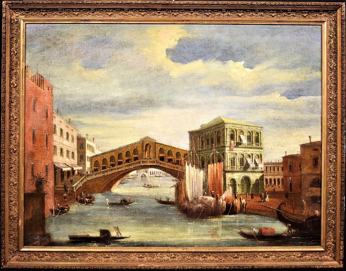Venezia, Canal Grande e Ponte di Rialto - Giovanni Grubas (Venezia, 1830 – Pola, 1919)