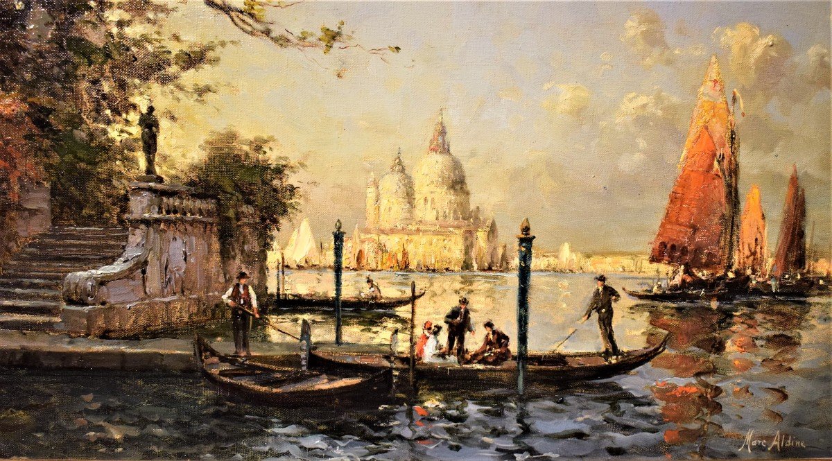 Coppia di Vedute Veneziane - Antoine Bouvard - (1870 -1956)  firmate Marc Aldine-photo-4