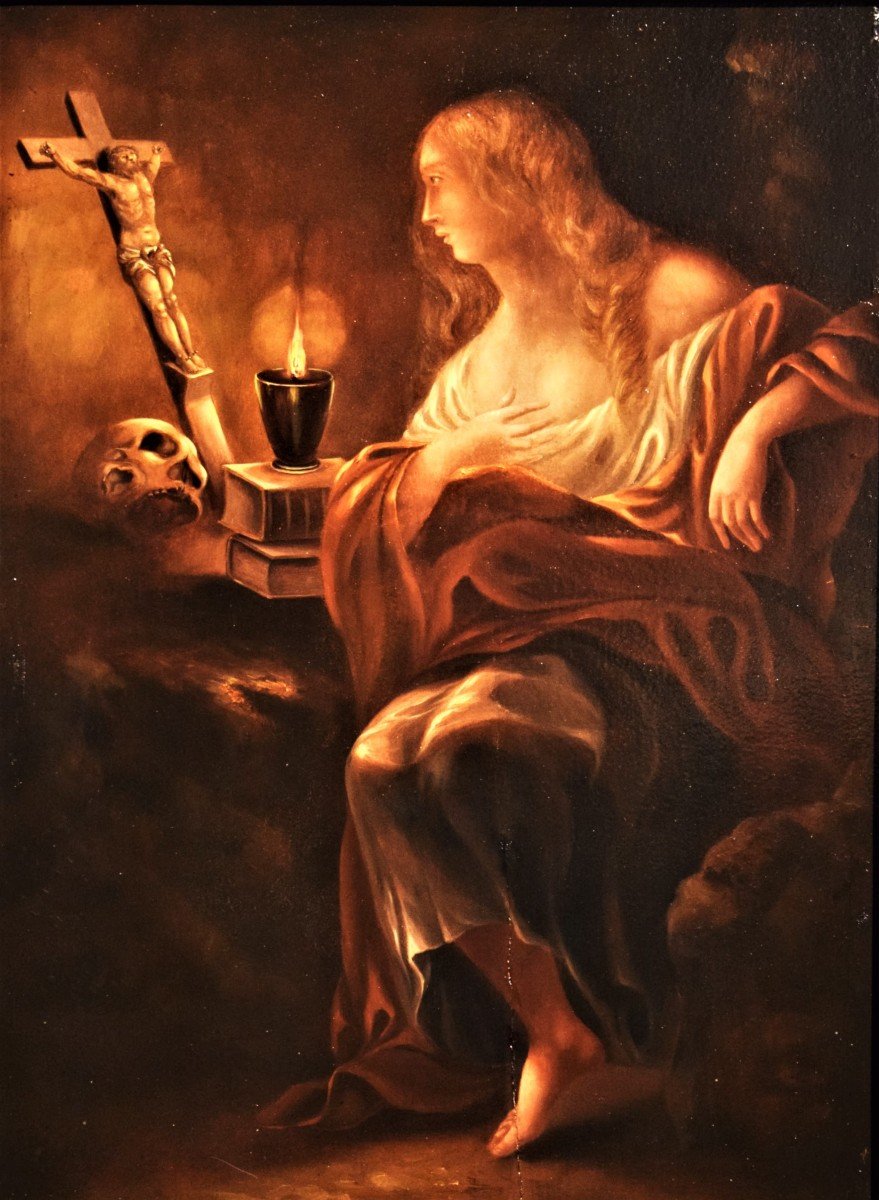 La Maddalena in meditazione - Olio su tavola - Francia del nord, XVIII° secolo