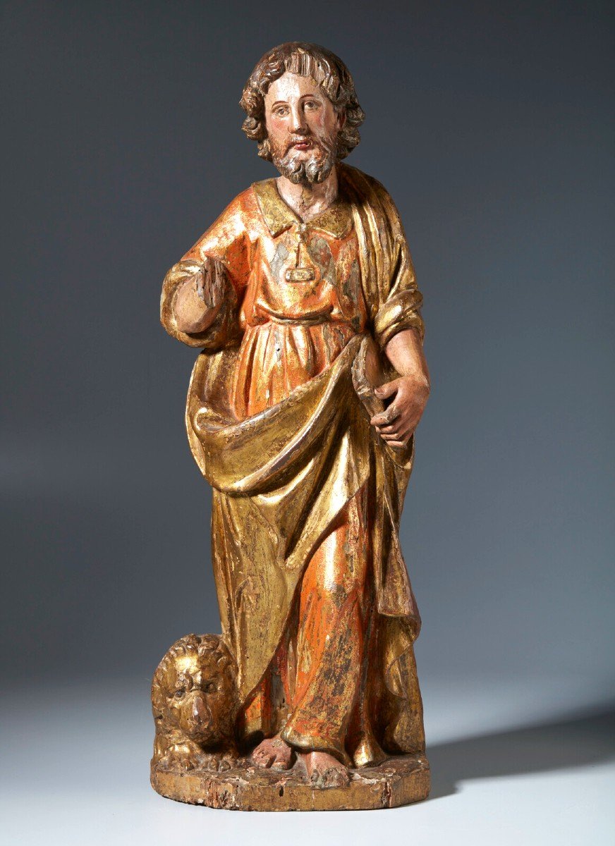 San Marco Evangelista - legno policromo - Lombardia,  fine XVI° secolo