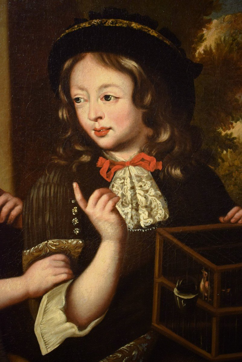 Bambini con gabbietta - Bottega di Pierre Mignard  (Troyes 1612 - Parigi 1695)-photo-3