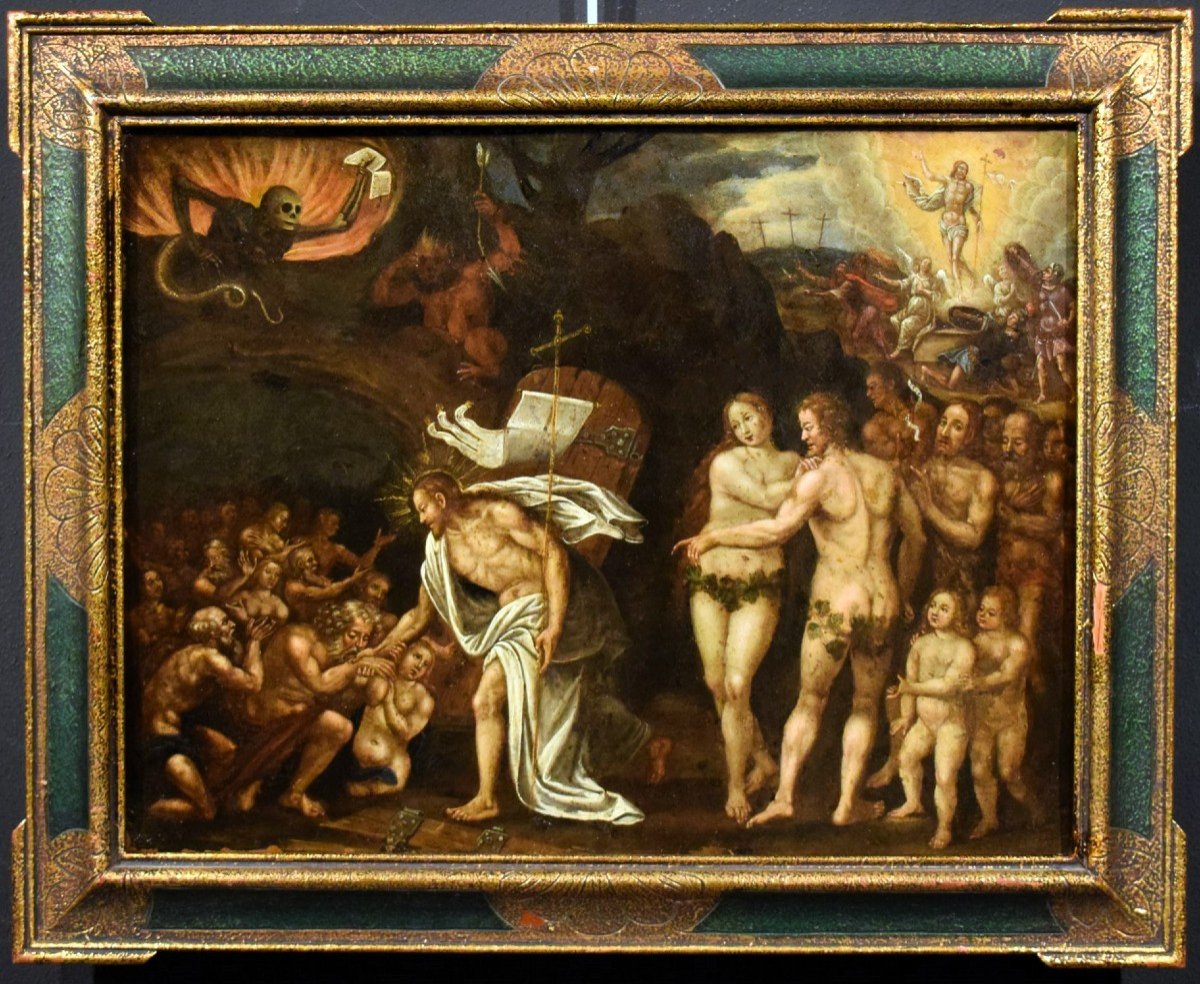 Resurrezione e discesa agli Inferi - Maestro fiammingo - olio su rame, fine del '500-photo-2