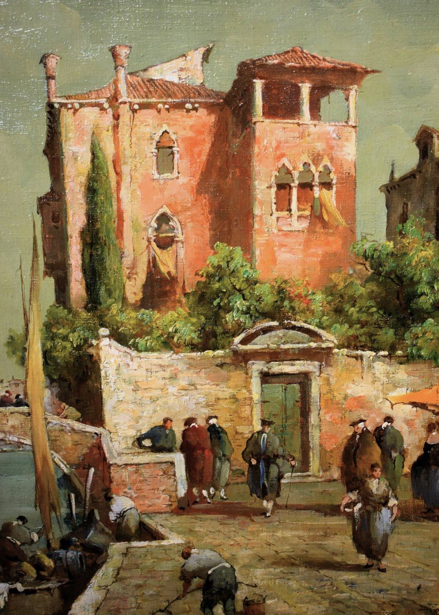 Coppia di vedute veneziane - Eugenio Bonivento (Chioggia,1880– Milano,1956)-photo-3