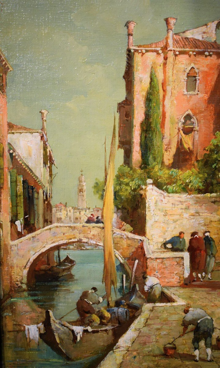 Coppia di vedute veneziane - Eugenio Bonivento (Chioggia,1880– Milano,1956)-photo-4