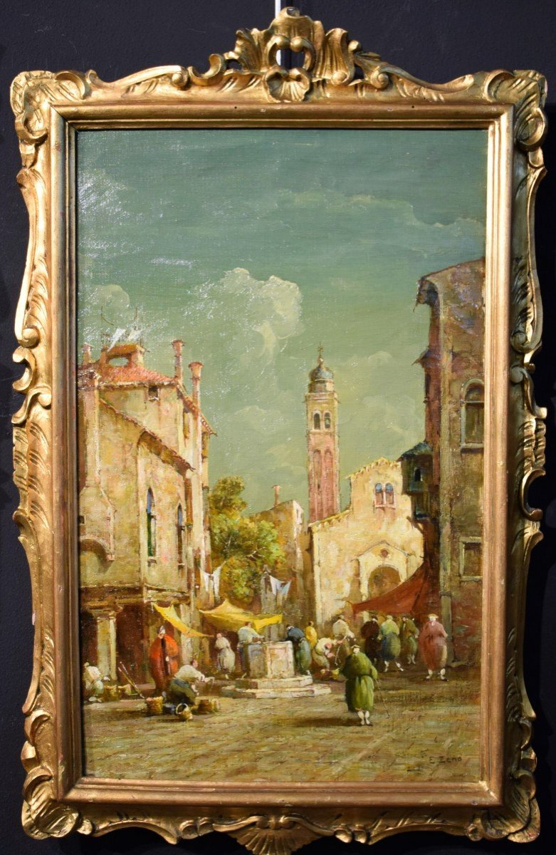 Coppia di vedute veneziane - Eugenio Bonivento (Chioggia,1880– Milano,1956)-photo-3