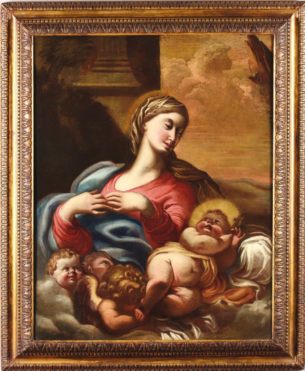 Madonna col Bambino e Cherubini - Domenico Piola (Genova 1627-1703)