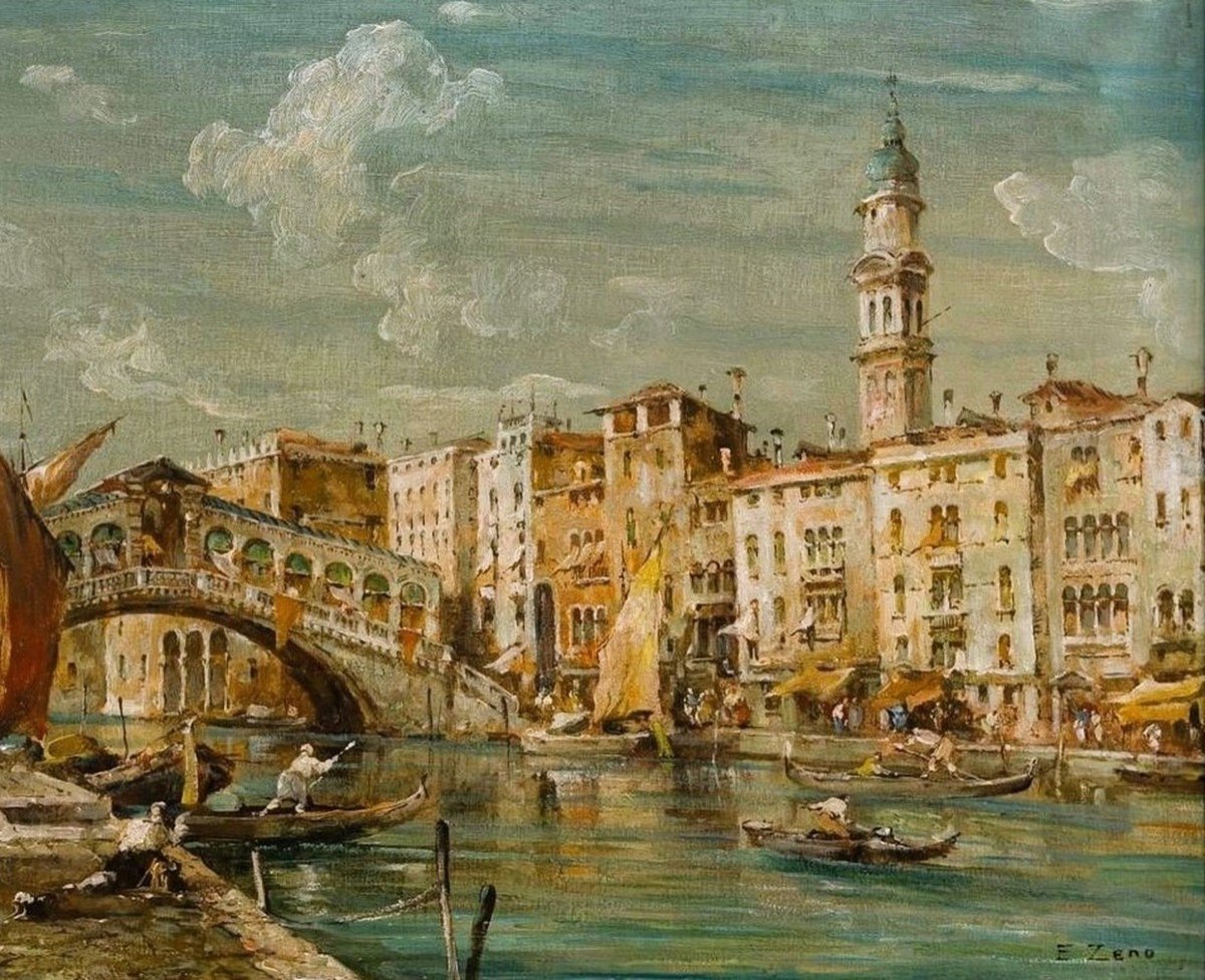 Venezia, il Ponte di Rialto sul Canal Grande - Eugenio Bonivento - (1880– 1956)-photo-3