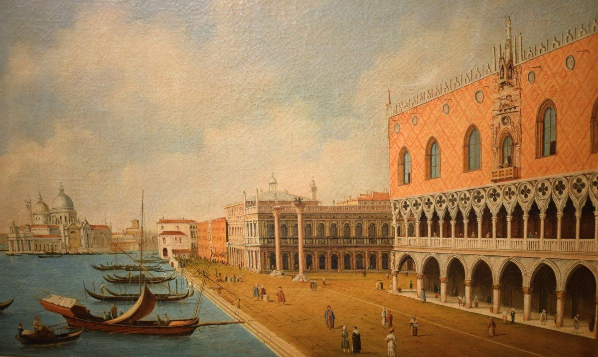 Venezia, il Bacino di San Marco Maestro Veneto del XIX° secolo-photo-3