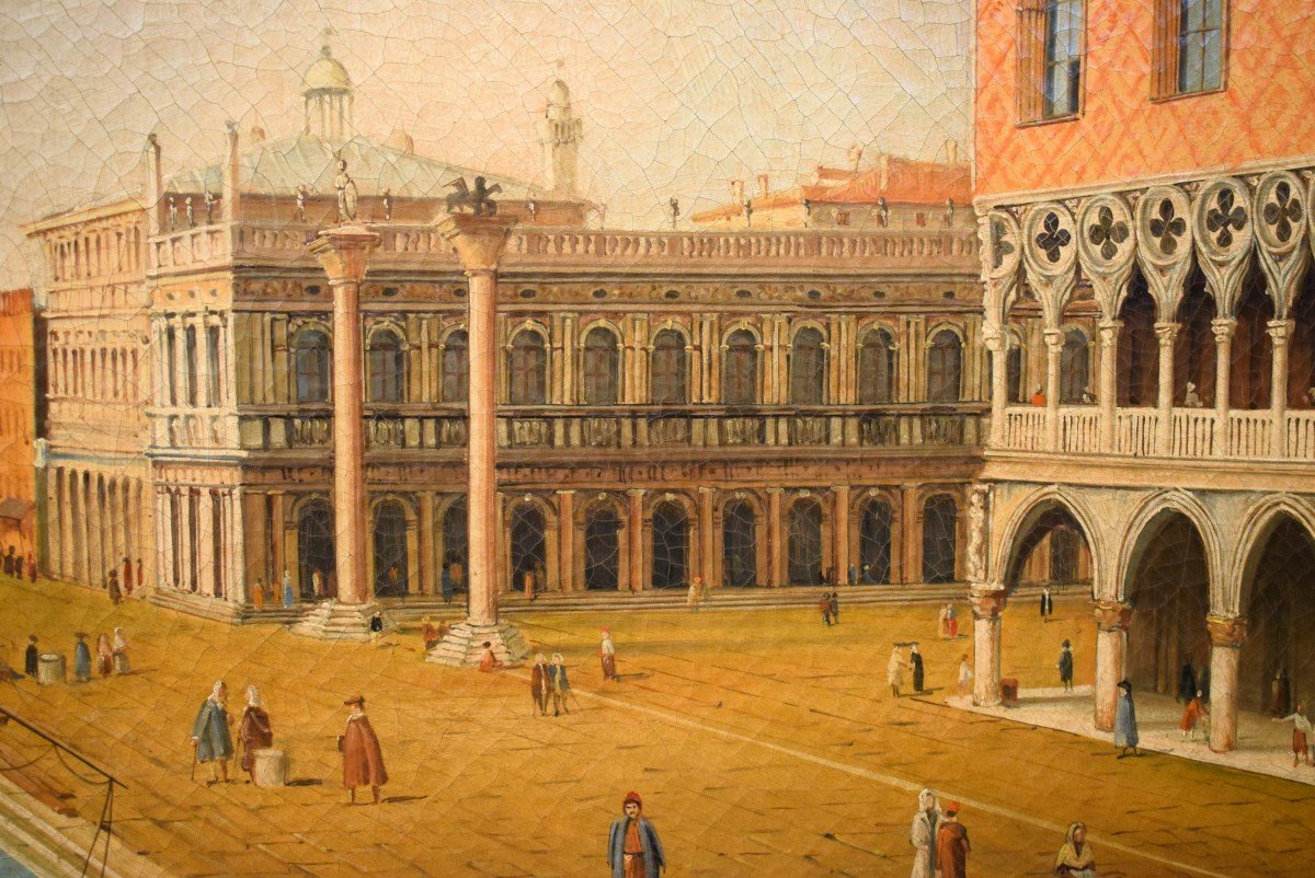 Venezia, il Bacino di San Marco Maestro Veneto del XIX° secolo-photo-2