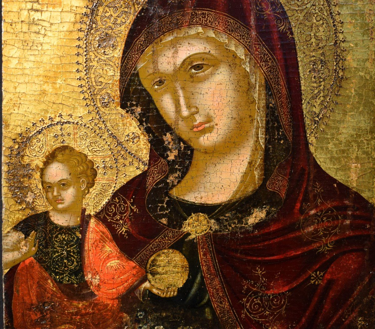 Madonna col Bambino - Tempere su tavola fondo oro -  Scuola Cretese-Veneziana - Epoca '500-photo-4