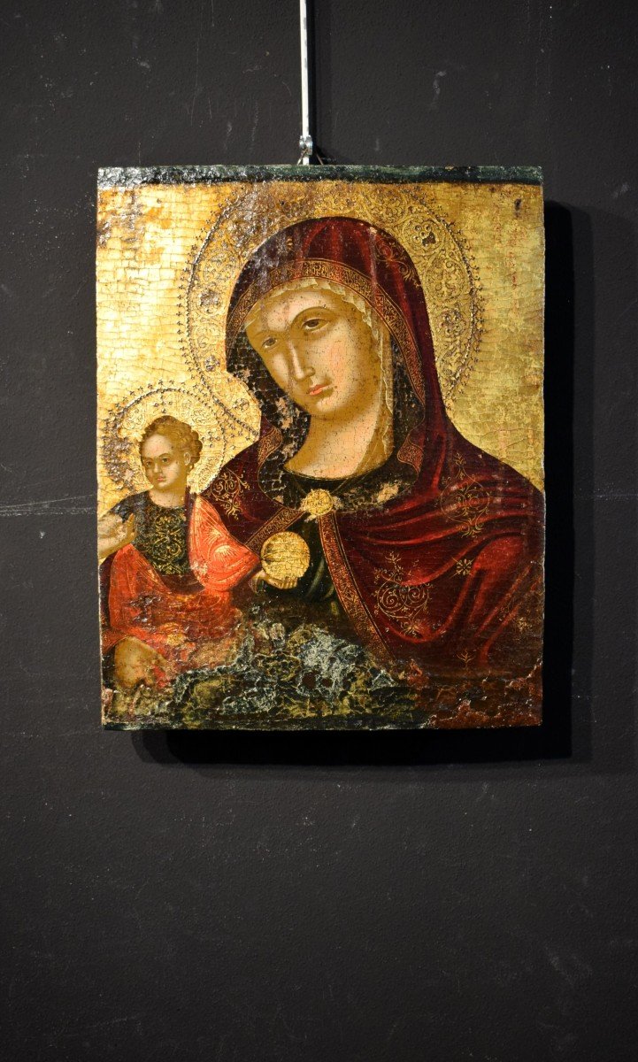 Madonna col Bambino - Tempere su tavola fondo oro -  Scuola Cretese-Veneziana - Epoca '500-photo-4