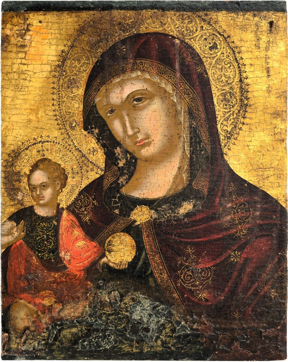 Madonna col Bambino - Tempere su tavola fondo oro -  Scuola Cretese-Veneziana - Epoca '500