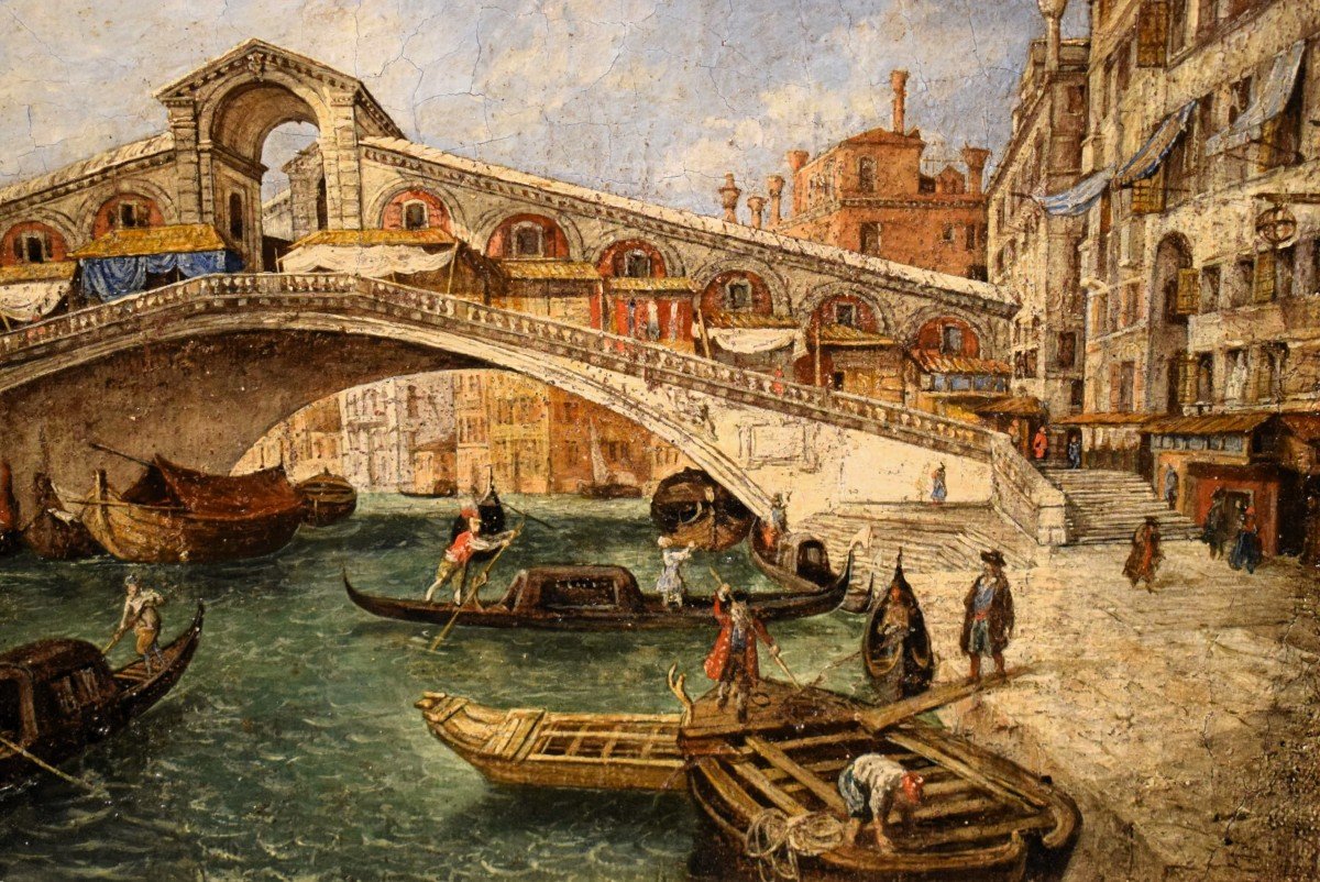 Venezia, il Ponte di Rialto  - Maestro veneziano del '700-photo-2