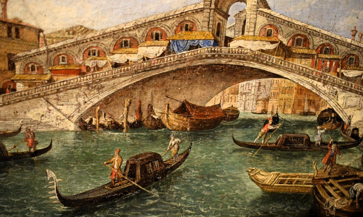 Venezia, il Ponte di Rialto  - Maestro veneziano del '700-photo-4