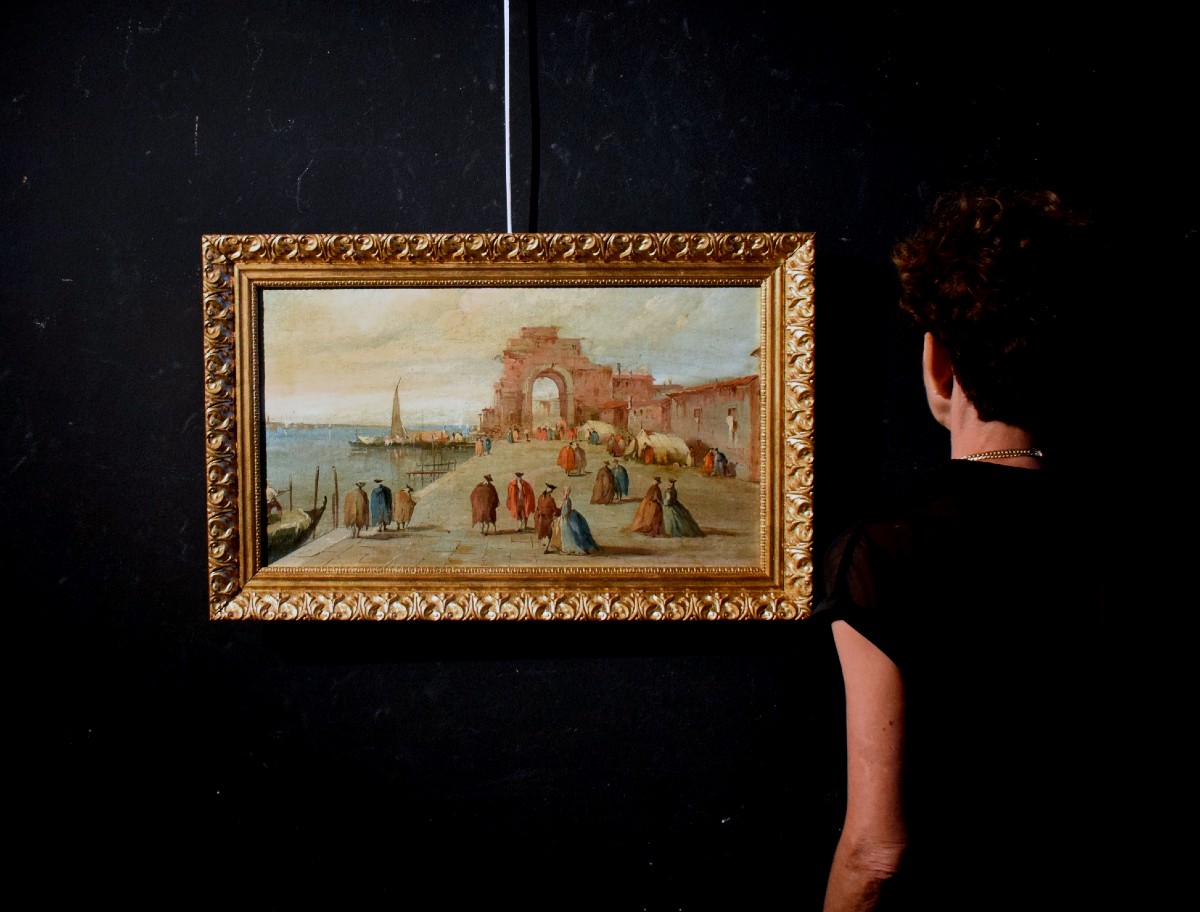 Capriccio veneziano  - Scuola di Francesco Guardi. Fine '800-photo-7