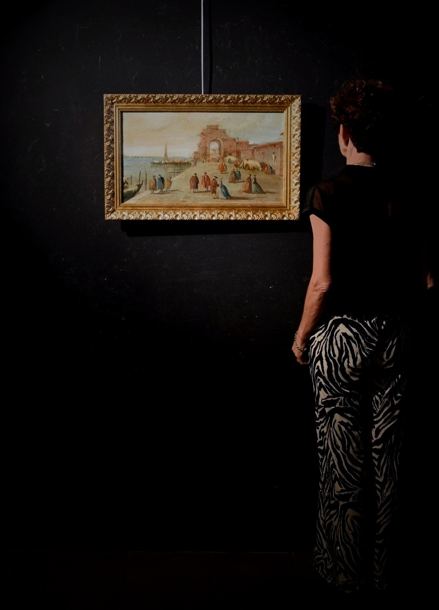Capriccio veneziano  - Scuola di Francesco Guardi. Fine '800-photo-6