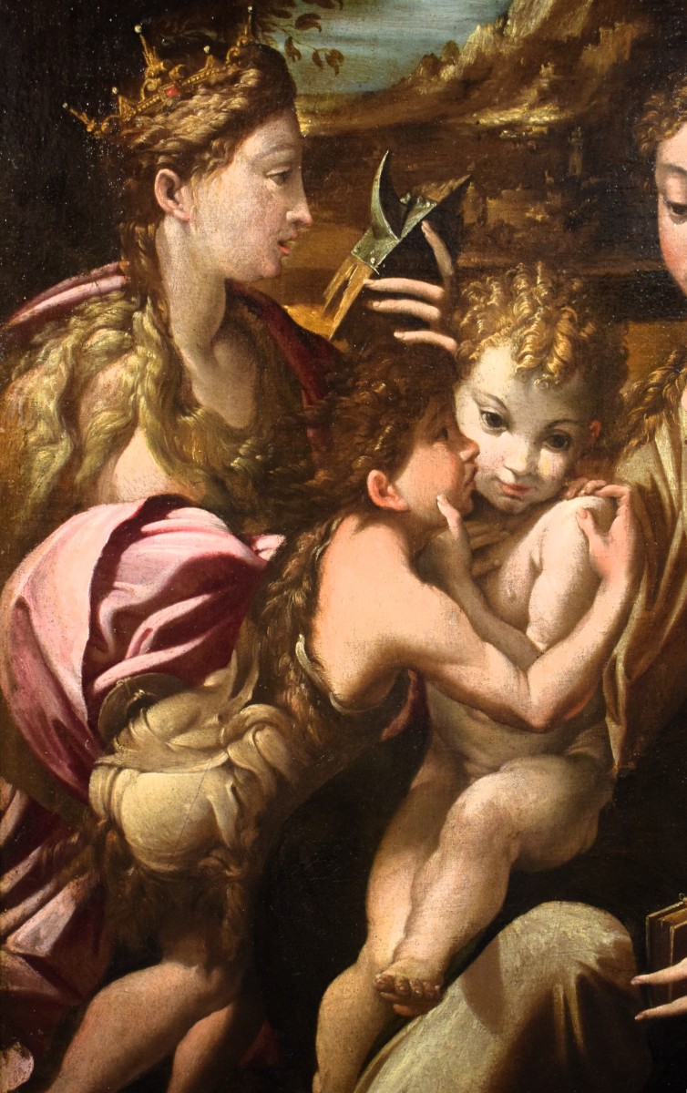 Madonna col Bambino, S. Giovannino, Santa Caterina d' Alessandria e S. Zaccaria - fine '500-photo-3