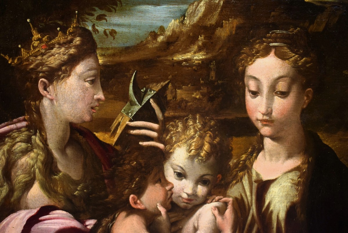 Madonna col Bambino, S. Giovannino, Santa Caterina d' Alessandria e S. Zaccaria - fine '500-photo-1