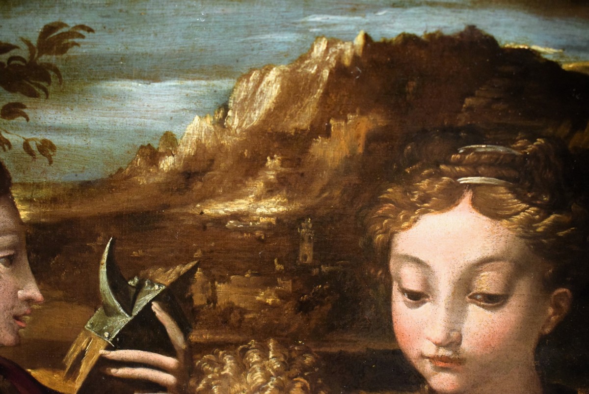 Madonna col Bambino, S. Giovannino, Santa Caterina d' Alessandria e S. Zaccaria - fine '500-photo-6