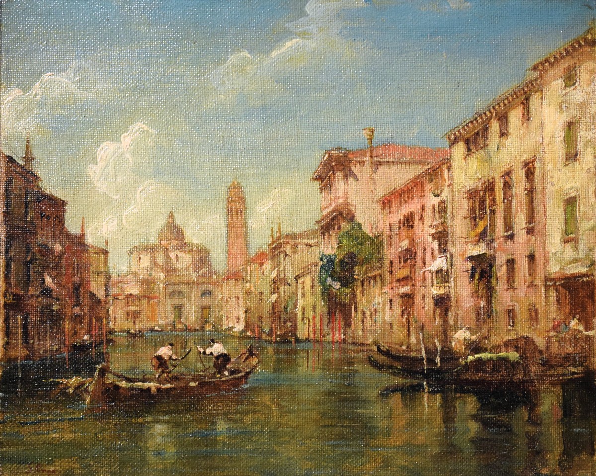 Coppia Vedute Veneziane - Giuseppe Ponga (Chioggia 1856 - Venezia 1925)-photo-3