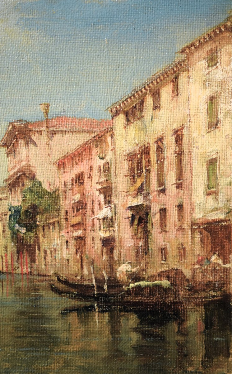 Coppia Vedute Veneziane - Giuseppe Ponga (Chioggia 1856 - Venezia 1925)-photo-1