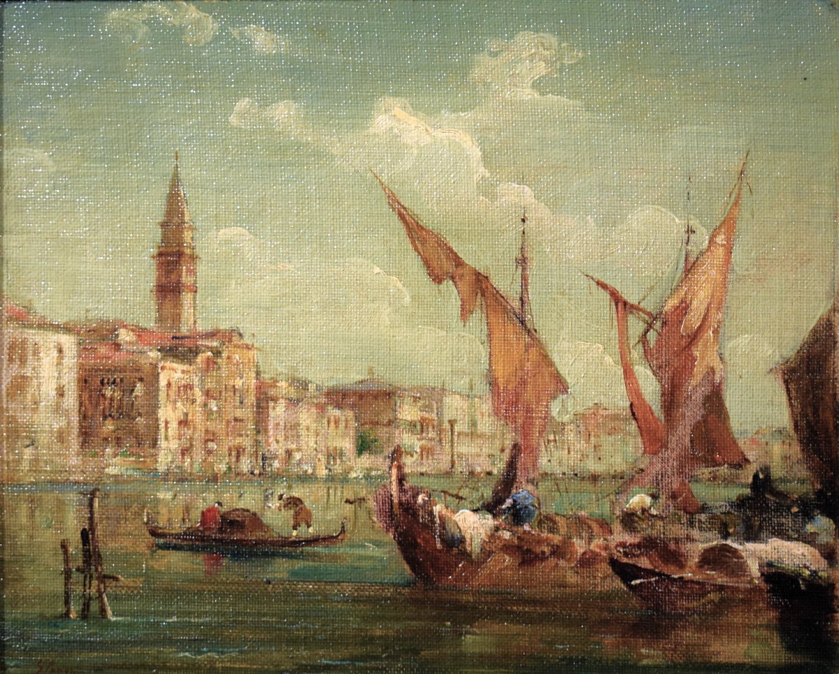 Coppia Vedute Veneziane - Giuseppe Ponga (Chioggia 1856 - Venezia 1925)-photo-3