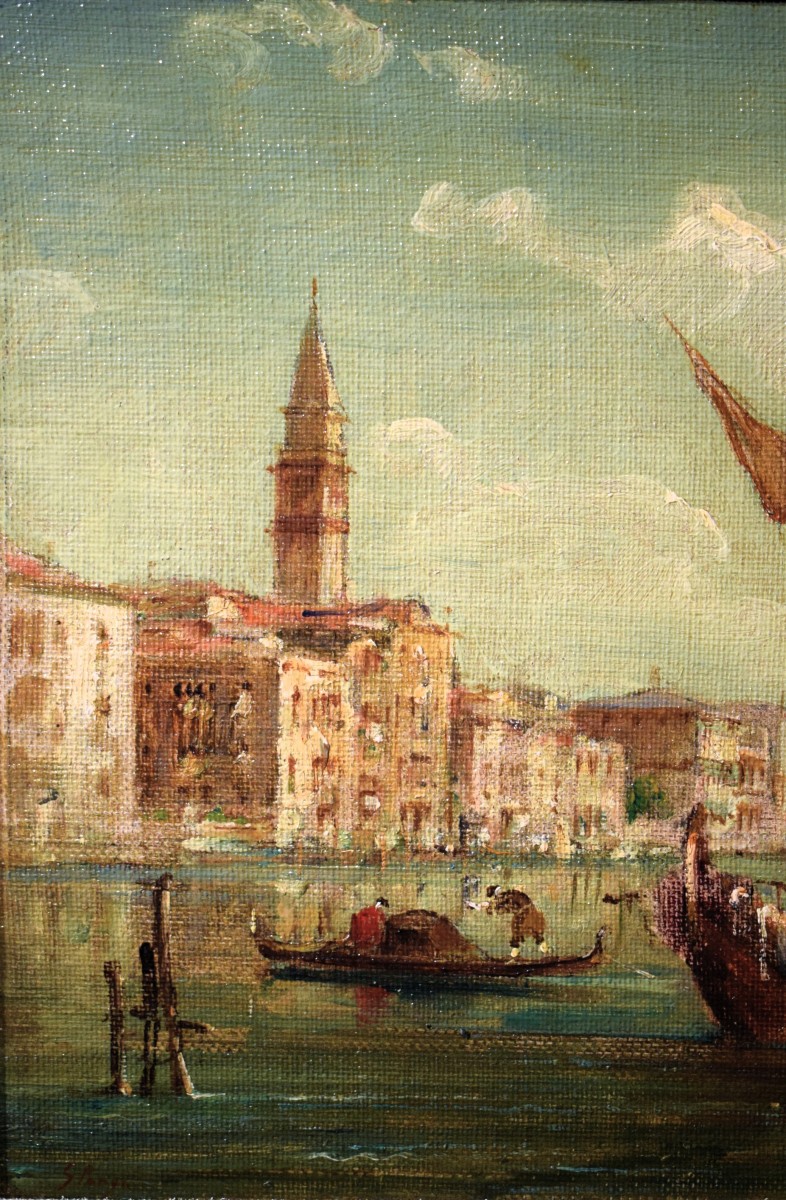 Coppia Vedute Veneziane - Giuseppe Ponga (Chioggia 1856 - Venezia 1925)-photo-4