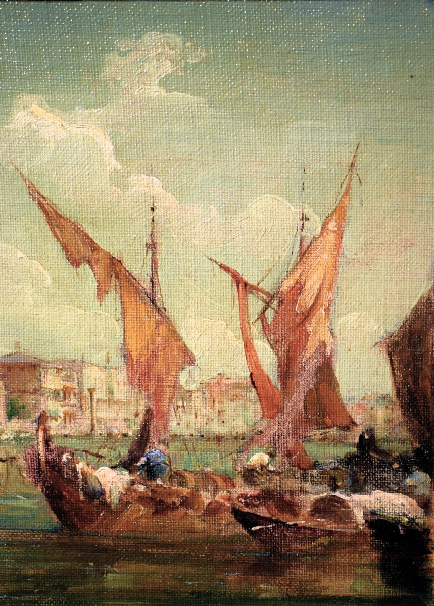 Coppia Vedute Veneziane - Giuseppe Ponga (Chioggia 1856 - Venezia 1925)-photo-5