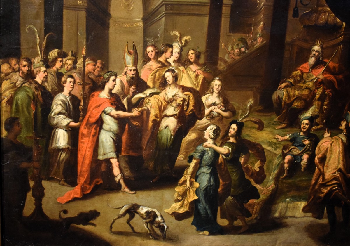 Il Matrimonio di Davide ed Abigail -  Pauwels Casteels (Anversa, 1625 –1677)-photo-6