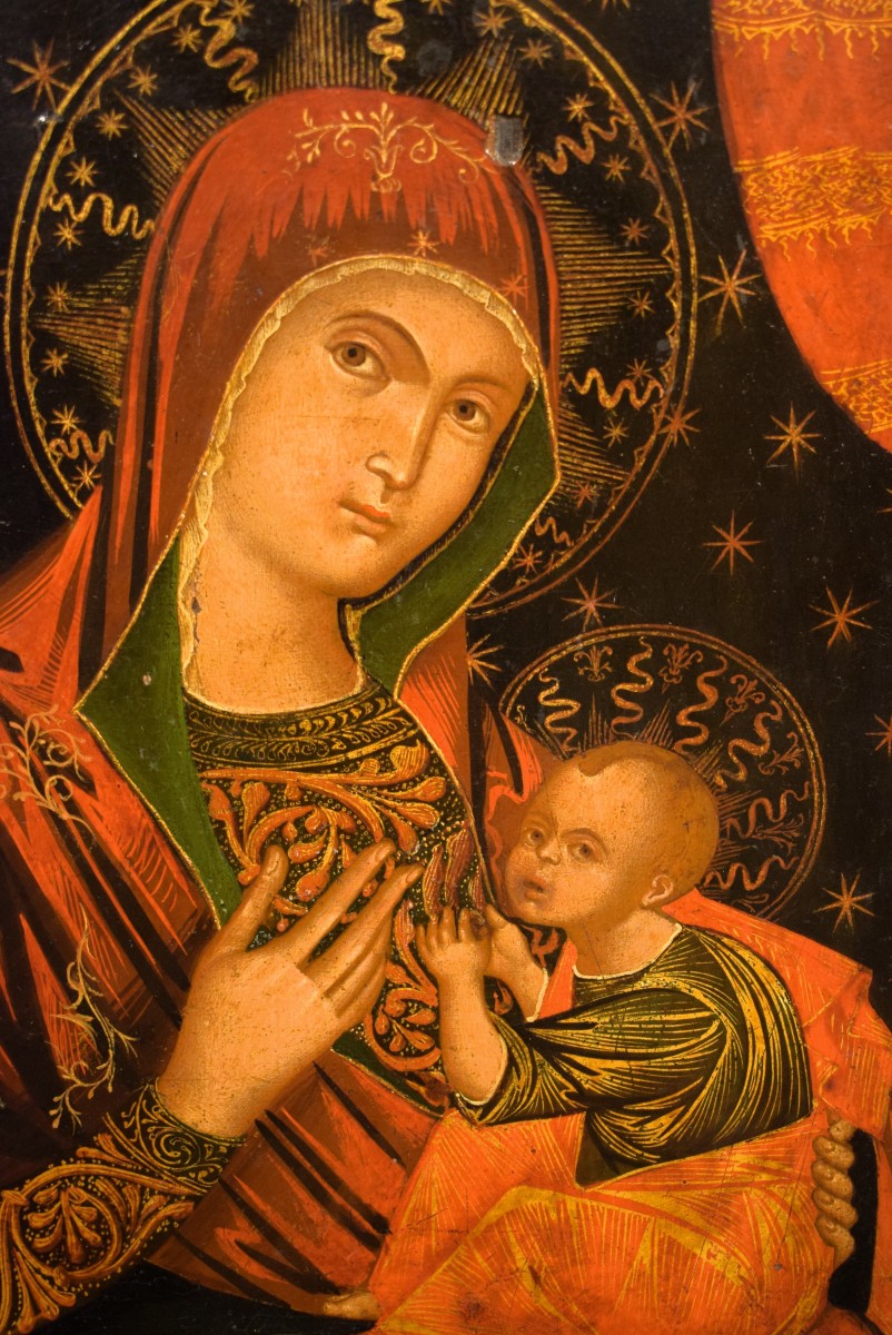 La Vergine col Bambino (Virgo Lactans)  - Icona Veneto-Cretese - Fine del XVI secolo-photo-3