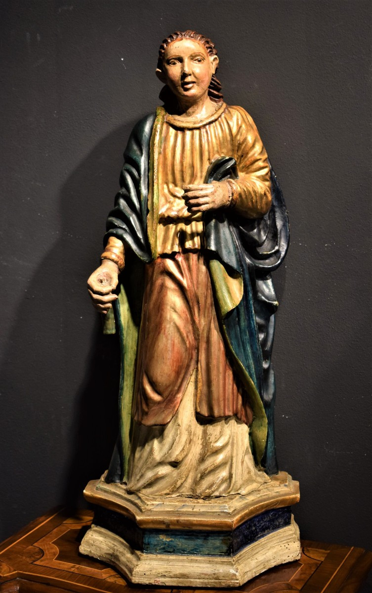 Santa Martire - scultura lignea policroma e dorata - XVII secolo-photo-3