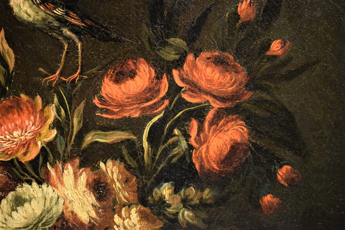 Natura morta di fiori con paesaggio - scuola veneta del '700-photo-1